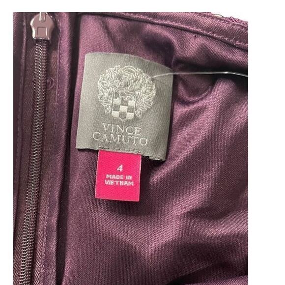 Vince Camuto‎ Flounce Bell Sleeves Plum Lace Shift Dress Dark Purple Size 4 New - Picture 9 of 12